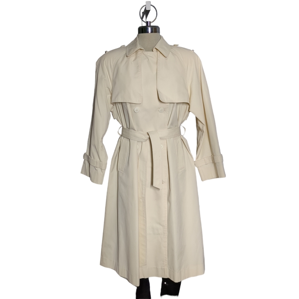 Vintage VIA Veneto Luxury Beige long trench Size L - Picture 11 of 15